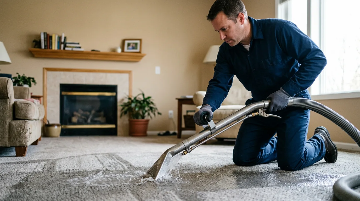 Water damage restoration technician working near Lake Park, IA